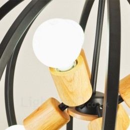 6 Ανοιχτό Σιδερένιο Retro Vintage Κρεμαστό Φωτιστικό με Σιδερένια Σκιά