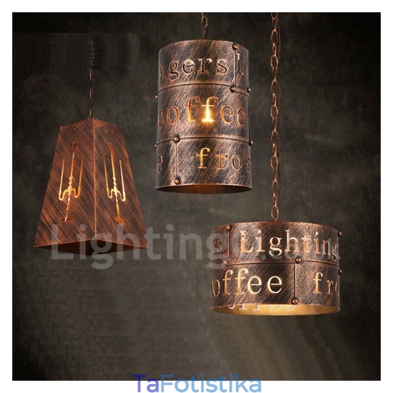 1 Light Retro Vintage Κρεμαστό Φωτιστικό Cafe House Κρεμαστό φωτιστικό