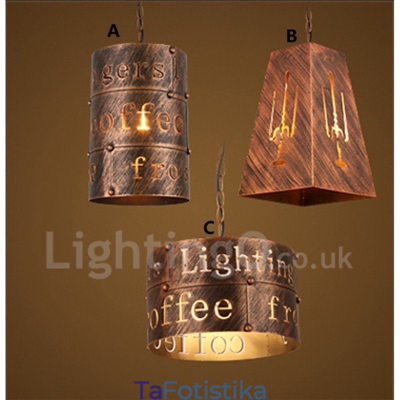 1 Light Retro Vintage Κρεμαστό Φωτιστικό Cafe House Κρεμαστό φωτιστικό