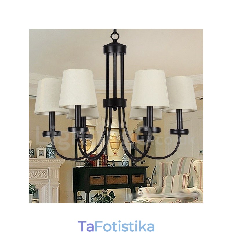 Πολυέλαιος 6 Light Retro Contemporary Μαύρο Κερί