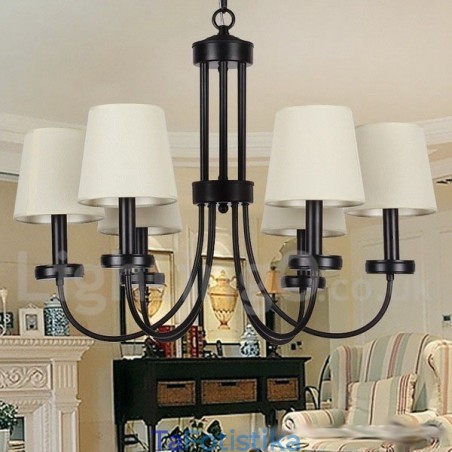 Πολυέλαιος 6 Light Retro Contemporary Μαύρο Κερί