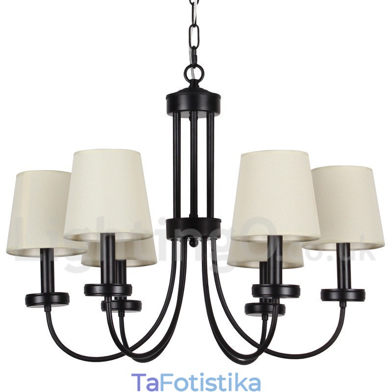 Πολυέλαιος 6 Light Retro Contemporary Μαύρο Κερί