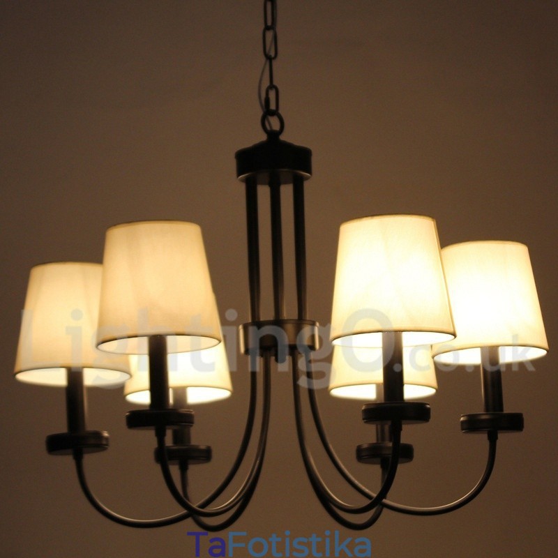 Πολυέλαιος 6 Light Retro Contemporary Μαύρο Κερί