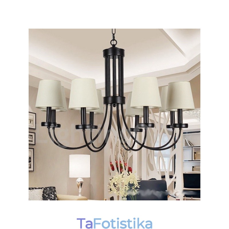 Πολυέλαιος 8 Light Retro Contemporary Μαύρο Κερί