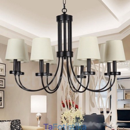Πολυέλαιος 8 Light Retro Contemporary Μαύρο Κερί