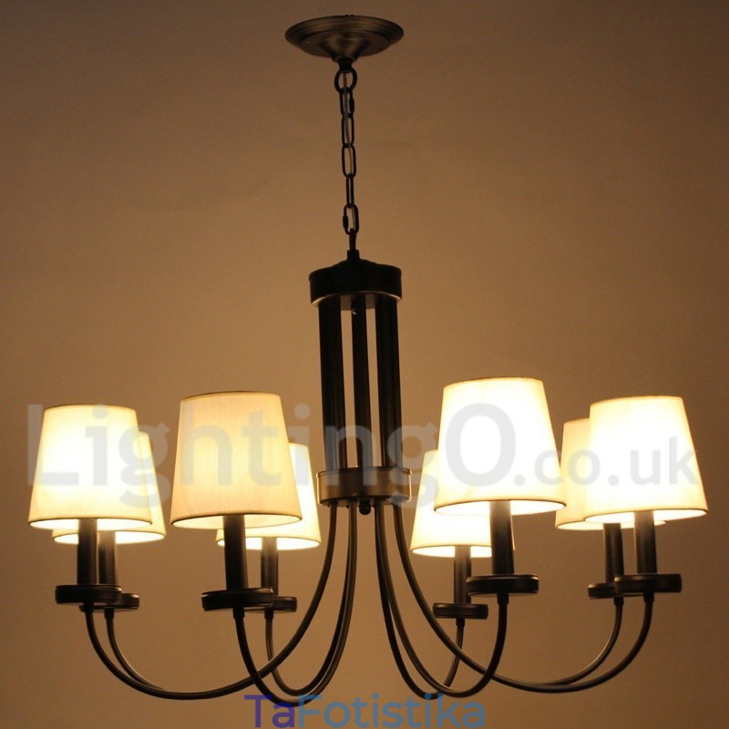 Πολυέλαιος 8 Light Retro Contemporary Μαύρο Κερί