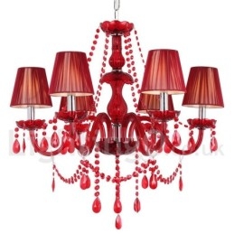 Πολυέλαιος 6 Ανοιχτό κόκκινο K9 Crystal Candle Style Chandelier