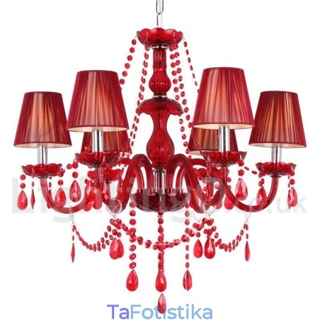 Πολυέλαιος 6 Ανοιχτό κόκκινο K9 Crystal Candle Style Chandelier Πολυέλαιος 6 Ανοιχτό κόκκινο K9 Crystal Candle Style Chandelier