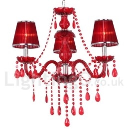 Πολυέλαιος 3 Ανοιχτό κόκκινο K9 Crystal Candle Style Chandelier