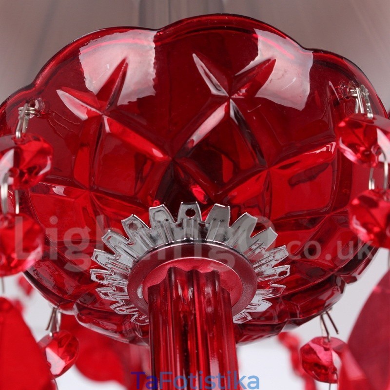 Πολυέλαιος 3 Ανοιχτό κόκκινο K9 Crystal Candle Style Chandelier
