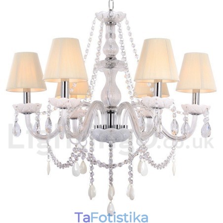 Πολυέλαιος 6 Ανοιχτός Λευκός Κ9 Crystal Candle Style Chandelier
