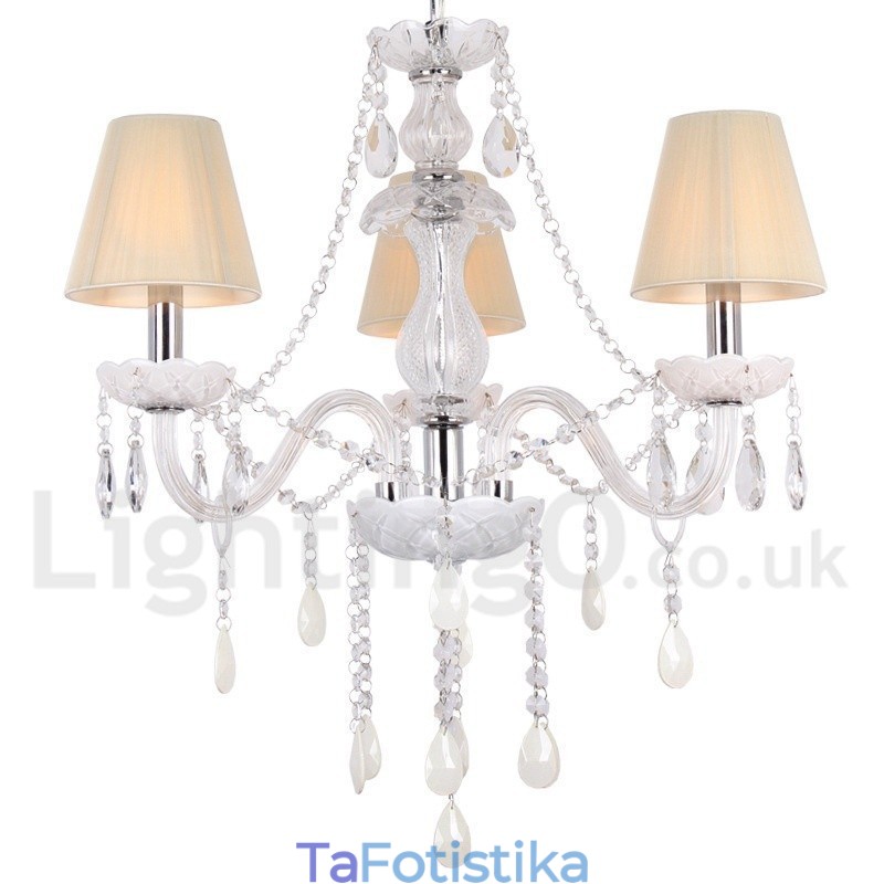 Πολυέλαιος 3 Ανοιχτός Λευκός Κ9 Crystal Candle Style Chandelier