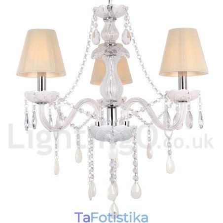Πολυέλαιος 3 Ανοιχτός Λευκός Κ9 Crystal Candle Style Chandelier