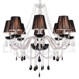 Πολυέλαιος σε στυλ 8 Light Contemporary Black Brushed K9 Crystal Candle Style