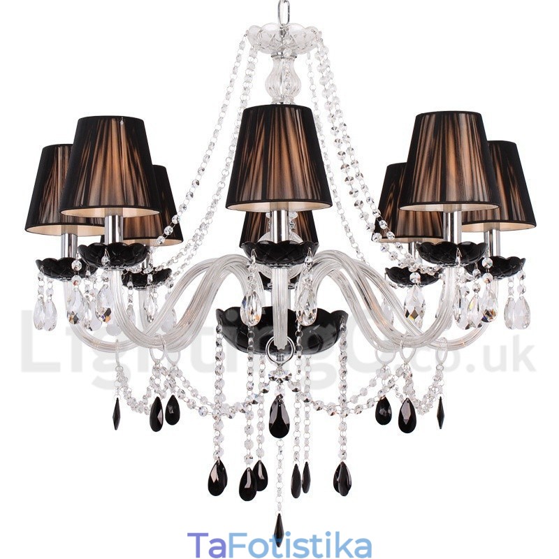 Πολυέλαιος σε στυλ 8 Light Contemporary Black Brushed K9 Crystal Candle Style