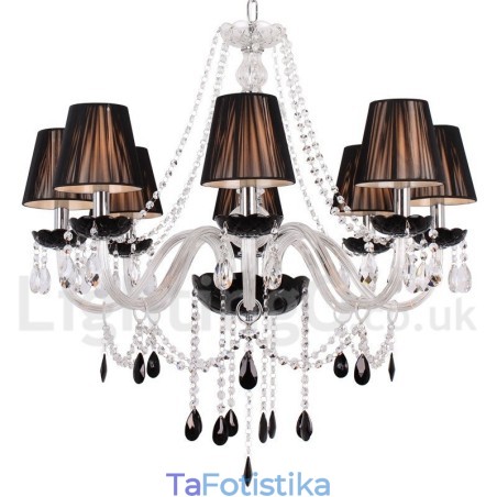 Πολυέλαιος σε στυλ 8 Light Contemporary Black Brushed K9 Crystal Candle Style