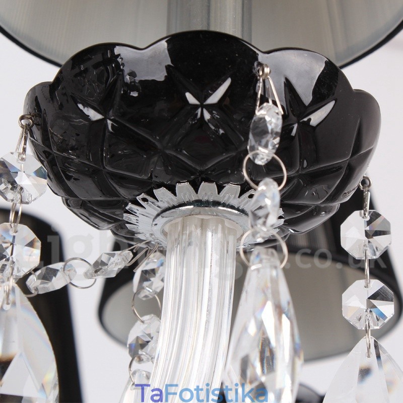 Πολυέλαιος σε στυλ 8 Light Contemporary Black Brushed K9 Crystal Candle Style