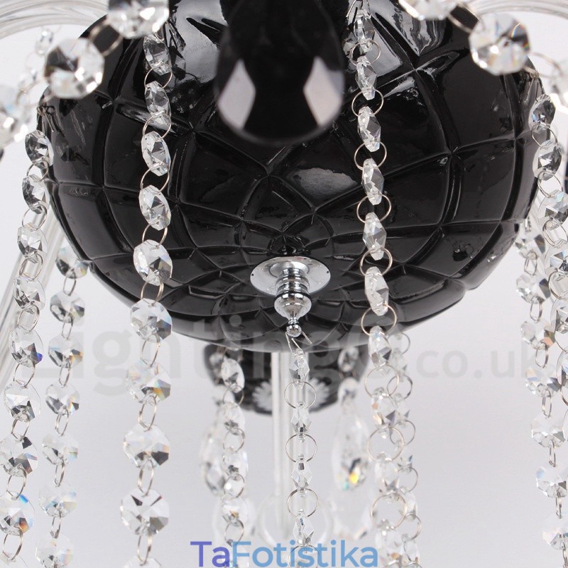 Πολυέλαιος σε στυλ 8 Light Contemporary Black Brushed K9 Crystal Candle Style
