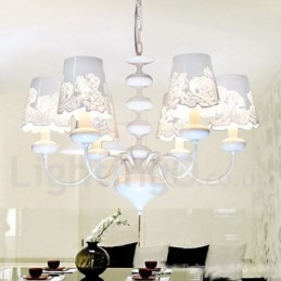 Πολυέλαιος 6 Light Modern Contemporary Κοίλο Λευκό Κερί
