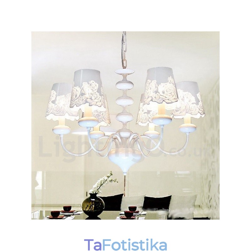 Πολυέλαιος 6 Light Modern Contemporary Κοίλο Λευκό Κερί