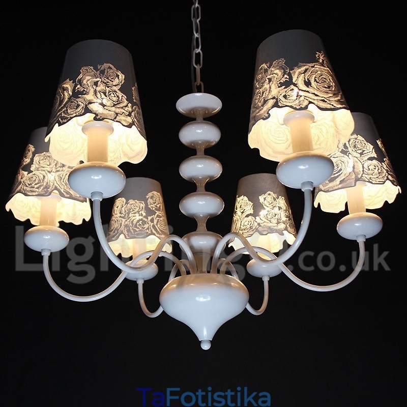 Πολυέλαιος 6 Light Modern Contemporary Κοίλο Λευκό Κερί