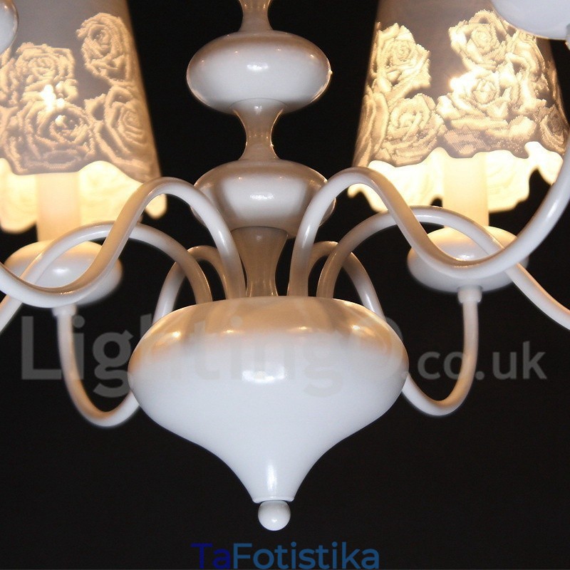 Πολυέλαιος 6 Light Modern Contemporary Κοίλο Λευκό Κερί