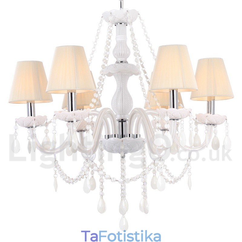 Πολυέλαιος 6 Ανοιχτός Λευκός Κ9 Crystal Candle Style Chandelier