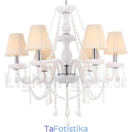 Πολυέλαιος 6 Ανοιχτός Λευκός Κ9 Crystal Candle Style Chandelier