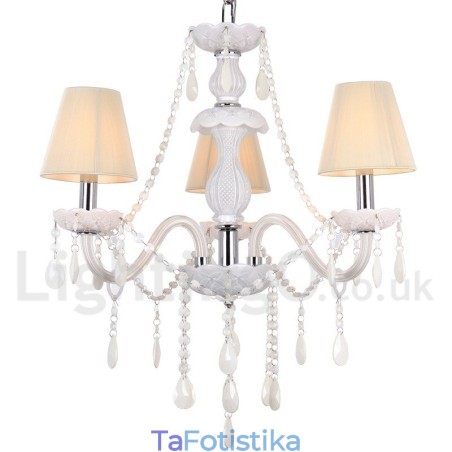 Πολυέλαιος 3 Ανοιχτός Λευκός Κ9 Crystal Candle Style Chandelier