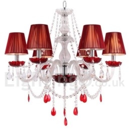 Πολυέλαιος 6 Ανοιχτό κόκκινο K9 Crystal Candle Style Chandelier