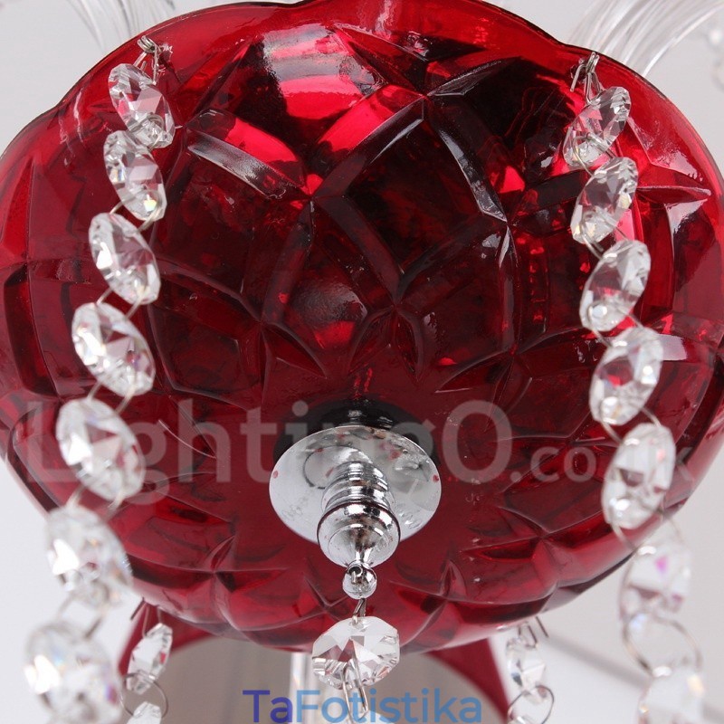 Πολυέλαιος 6 Ανοιχτό κόκκινο K9 Crystal Candle Style Chandelier