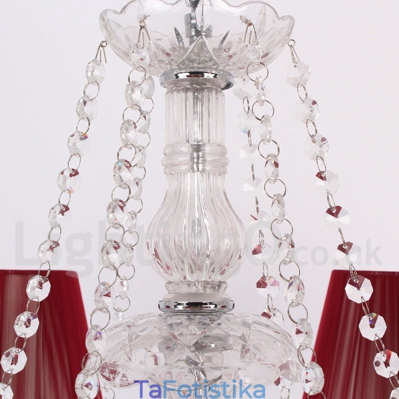 Πολυέλαιος 6 Ανοιχτό κόκκινο K9 Crystal Candle Style Chandelier