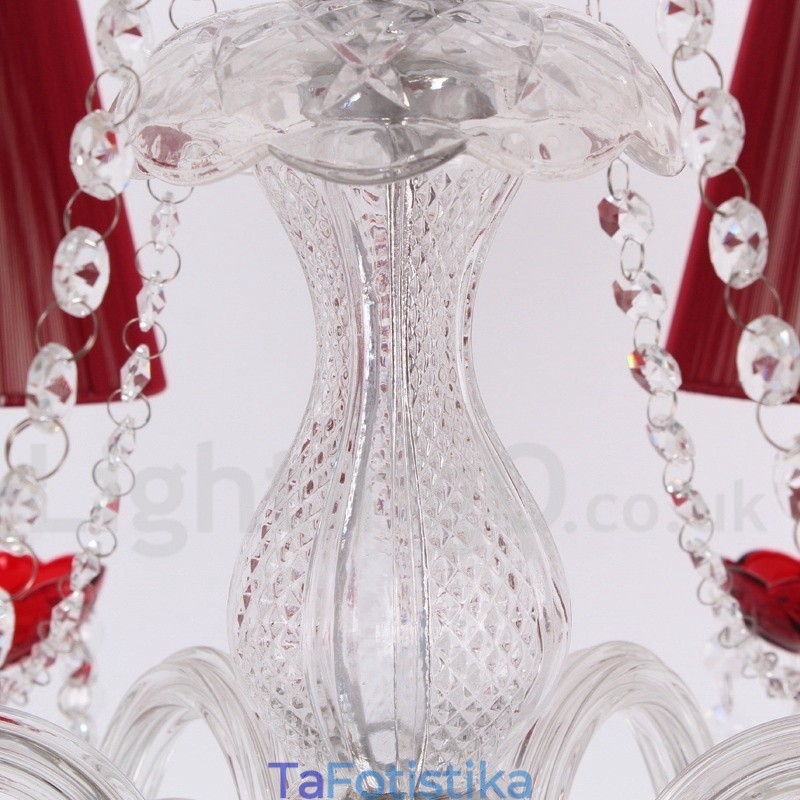 Πολυέλαιος 6 Ανοιχτό κόκκινο K9 Crystal Candle Style Chandelier