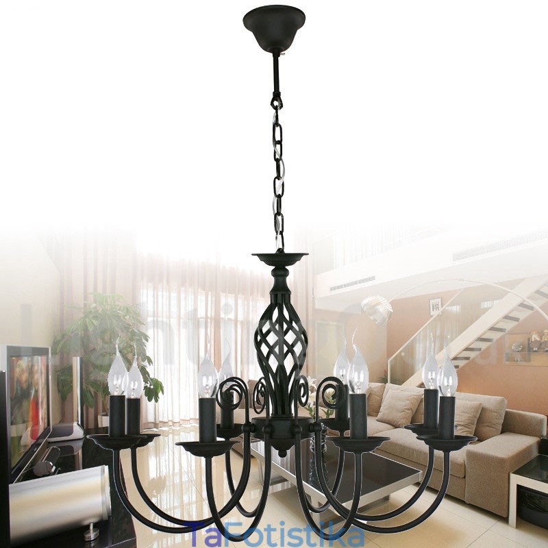 Πολυέλαιος σε στυλ 8 Light Contemporary Retro Black Candle