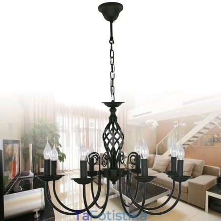 Πολυέλαιος σε στυλ 8 Light Contemporary Retro Black Candle
