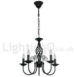 Πολυέλαιος 5 Light Contemporary Retro σε στυλ μαύρου κεριού