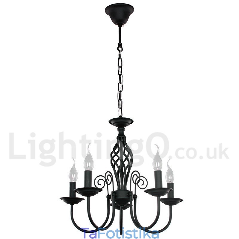 Πολυέλαιος 5 Light Contemporary Retro σε στυλ μαύρου κεριού