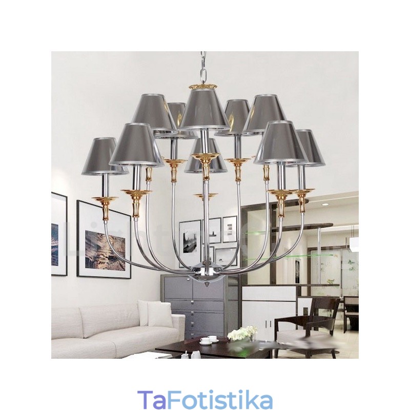 Πολυέλαιος 10 Light Modern Contemporary Chrome Style Candle