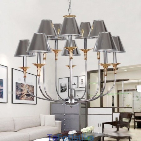 Πολυέλαιος 10 Light Modern Contemporary Chrome Style Candle