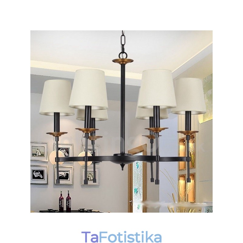 Πολυέλαιος 6 Light Contemporary Μαύρο ρετρό στυλ κεριού