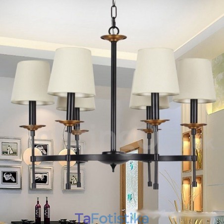 Πολυέλαιος 6 Light Contemporary Μαύρο ρετρό στυλ κεριού Πολυέλαιος 6 Light Contemporary Μαύρο ρετρό στυλ κεριού