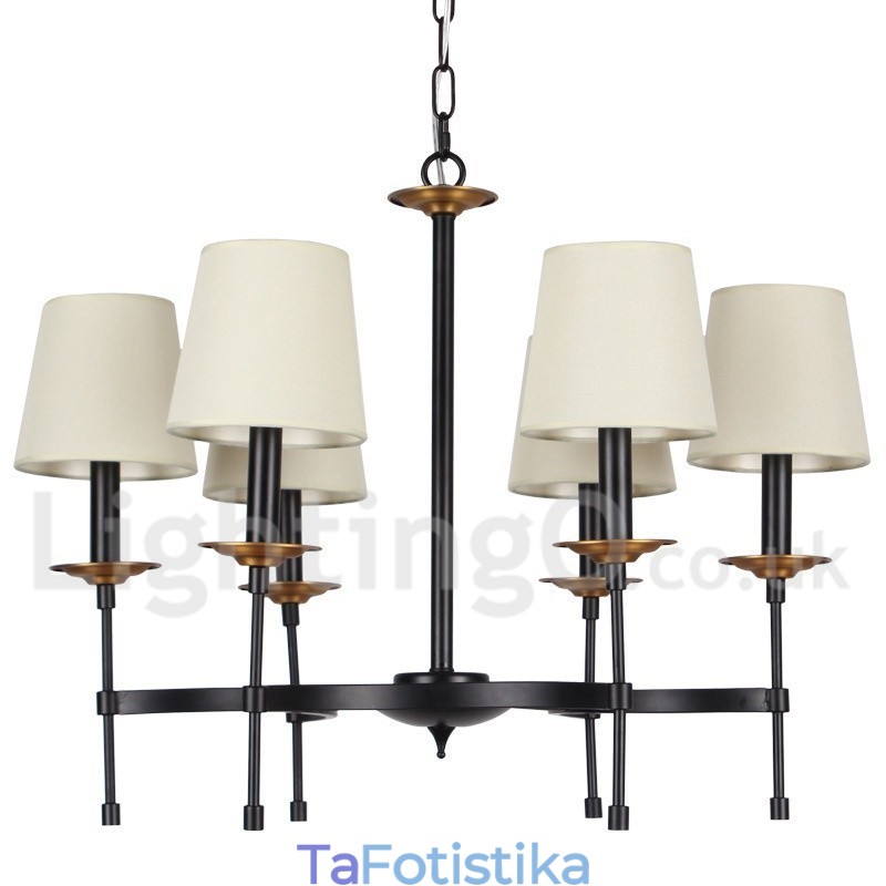 Πολυέλαιος 6 Light Contemporary Μαύρο ρετρό στυλ κεριού