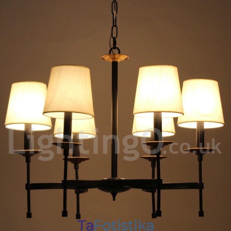 Πολυέλαιος 6 Light Contemporary Μαύρο ρετρό στυλ κεριού