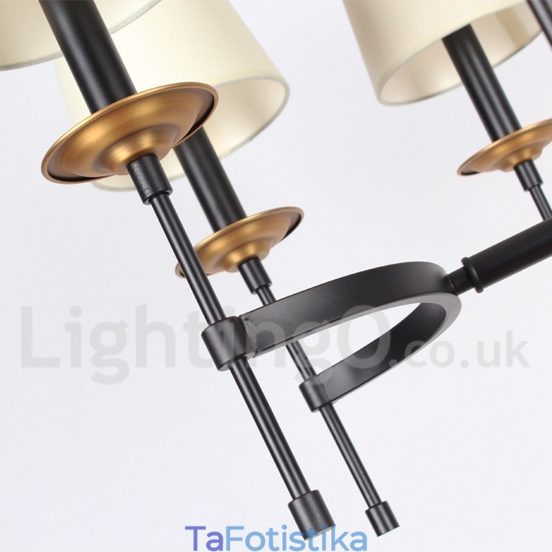Πολυέλαιος 6 Light Contemporary Μαύρο ρετρό στυλ κεριού