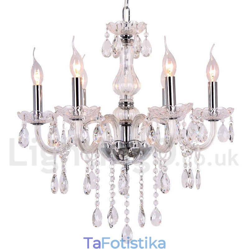 Πολυέλαιος 6 Light Contemporary K9 Crystal Style Candle