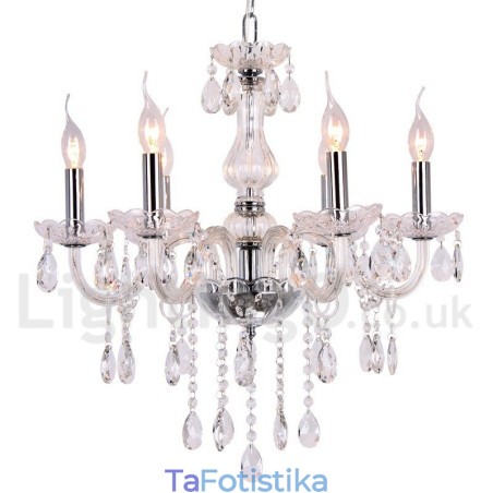 Πολυέλαιος 6 Light Contemporary K9 Crystal Style Candle