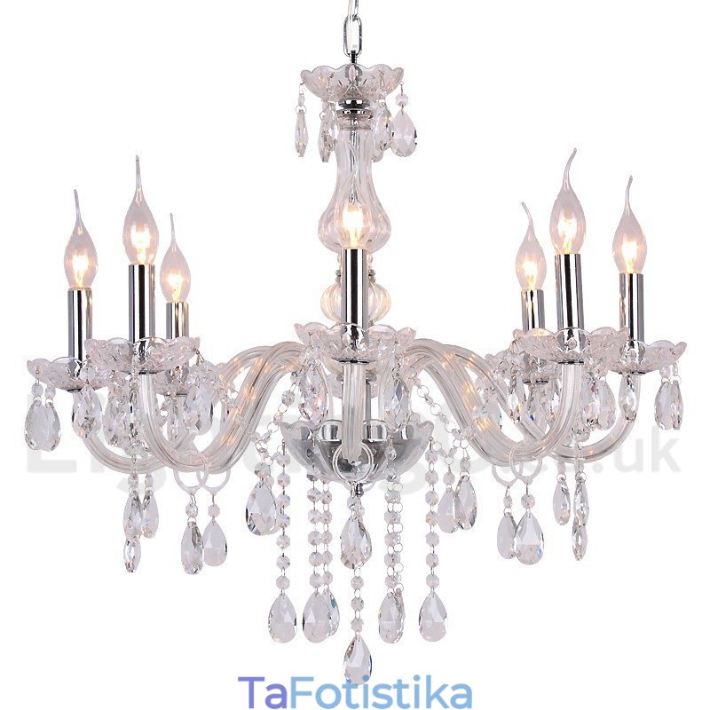 Πολυέλαιος 8 Light Contemporary K9 Crystal Style Candle