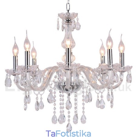 Πολυέλαιος 8 Light Contemporary K9 Crystal Style Candle