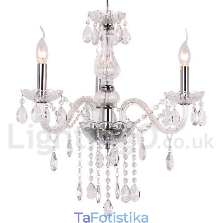 Πολυέλαιος 3 Light Contemporary K9 Crystal Style Candle Πολυέλαιος 3 Light Contemporary K9 Crystal Style Candle