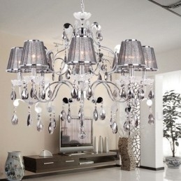 Πολυέλαιος 8 Ανοιχτό Γκρι K9 Crystal Candle Style Chandelier